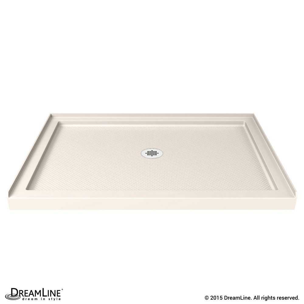 SlimLine 32 in. D x 48 in. W x 2 3/4 in. H Center Drain Single Threshold Shower Base in Biscuit