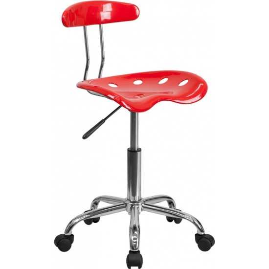 Vibrant Red and Chrome Swivel Task Office Chair with Tractor Seat