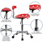 Vibrant Red and Chrome Swivel Task Office Chair with Tractor Seat