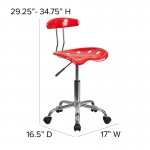 Vibrant Red and Chrome Swivel Task Office Chair with Tractor Seat