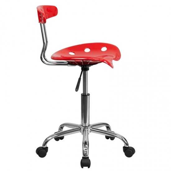 Vibrant Red and Chrome Swivel Task Office Chair with Tractor Seat