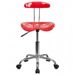 Vibrant Red and Chrome Swivel Task Office Chair with Tractor Seat