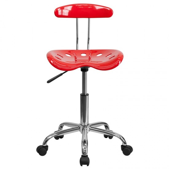 Vibrant Red and Chrome Swivel Task Office Chair with Tractor Seat