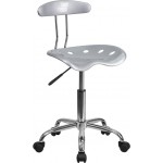 Vibrant Silver and Chrome Swivel Task Office Chair with Tractor Seat