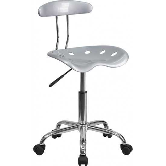 Vibrant Silver and Chrome Swivel Task Office Chair with Tractor Seat