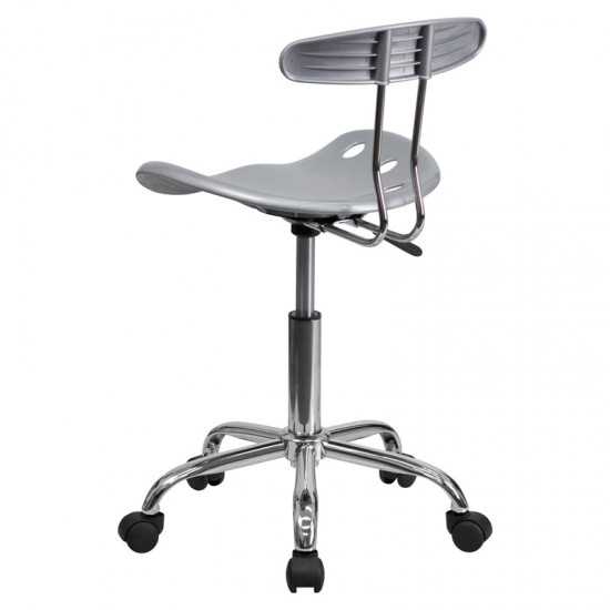 Vibrant Silver and Chrome Swivel Task Office Chair with Tractor Seat