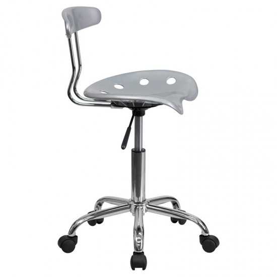 Vibrant Silver and Chrome Swivel Task Office Chair with Tractor Seat