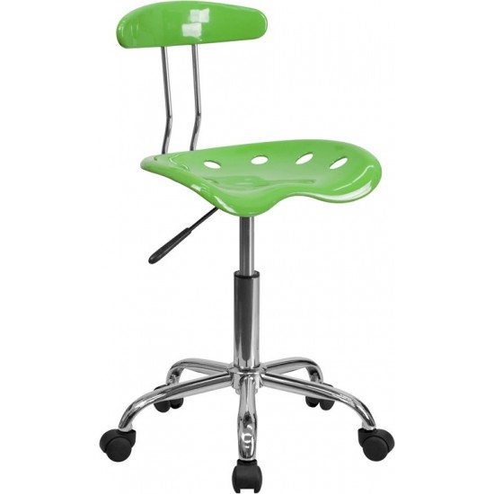 Vibrant Spicy Lime and Chrome Swivel Task Office Chair with Tractor Seat