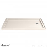 SlimLine 32 in. D x 60 in. W x 2 3/4 in. H Right Drain Single Threshold Shower Base in Biscuit