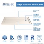 SlimLine 36 in. D x 60 in. W x 2 3/4 in. H Right Drain Single Threshold Shower Base in Biscuit