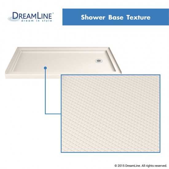 SlimLine 36 in. D x 60 in. W x 2 3/4 in. H Right Drain Single Threshold Shower Base in Biscuit