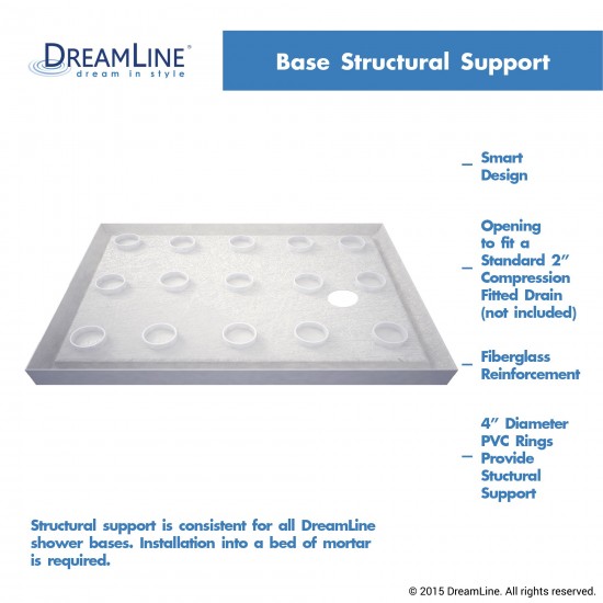 SlimLine 36 in. D x 60 in. W x 2 3/4 in. H Right Drain Single Threshold Shower Base in Biscuit