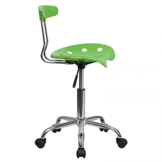 Vibrant Spicy Lime and Chrome Swivel Task Office Chair with Tractor Seat