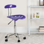 Vibrant Violet and Chrome Swivel Task Office Chair with Tractor Seat