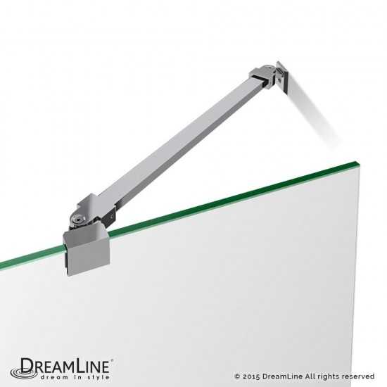 Unidoor 35-36 in. W x 72 in. H Frameless Hinged Shower Door with Support Arm in Brushed Nickel