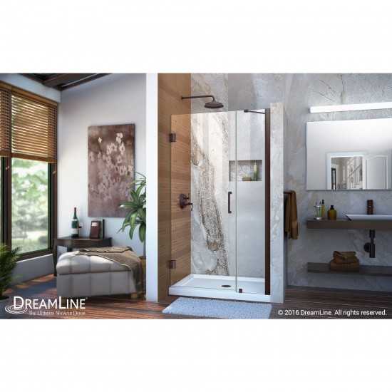 Unidoor 35-36 in. W x 72 in. H Frameless Hinged Shower Door with Support Arm in Oil Rubbed Bronze