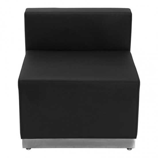 Black LeatherSoft Chair with Brushed Stainless Steel Base