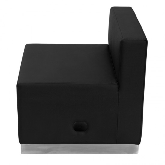 Black LeatherSoft Chair with Brushed Stainless Steel Base