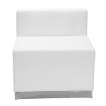 Melrose White LeatherSoft Chair with Brushed Stainless Steel Base