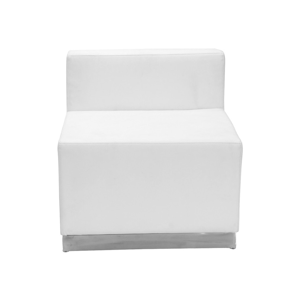 Melrose White LeatherSoft Chair with Brushed Stainless Steel Base