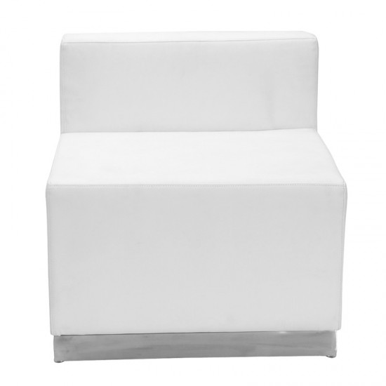 Melrose White LeatherSoft Chair with Brushed Stainless Steel Base