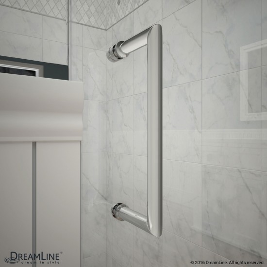 Unidoor 38-39 in. W x 72 in. H Frameless Hinged Shower Door with Support Arm in Chrome