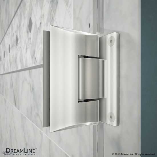 Unidoor 38-39 in. W x 72 in. H Frameless Hinged Shower Door with Support Arm in Chrome