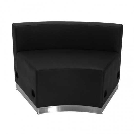 Black LeatherSoft Concave Chair with Brushed Stainless Steel Base