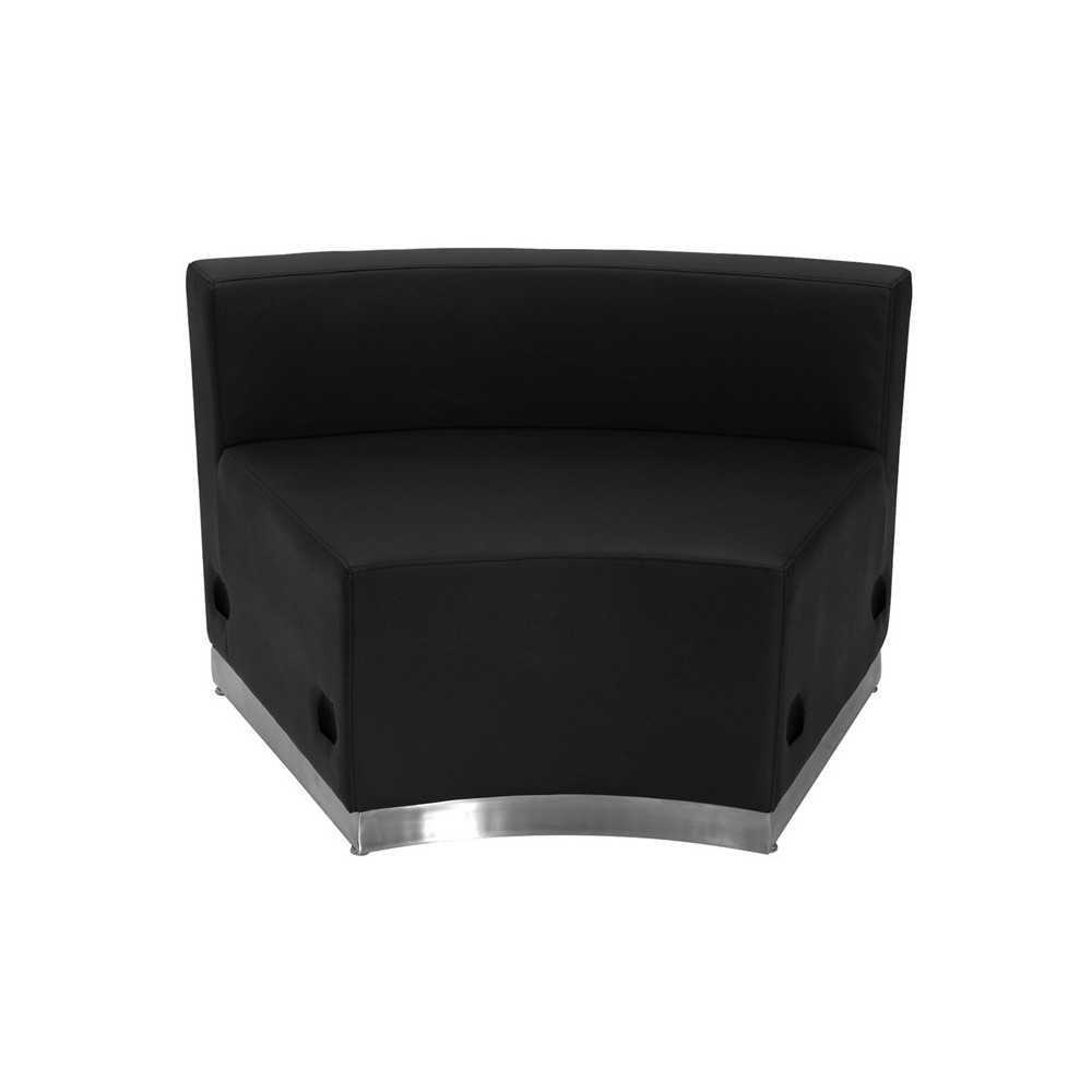 Black LeatherSoft Concave Chair with Brushed Stainless Steel Base