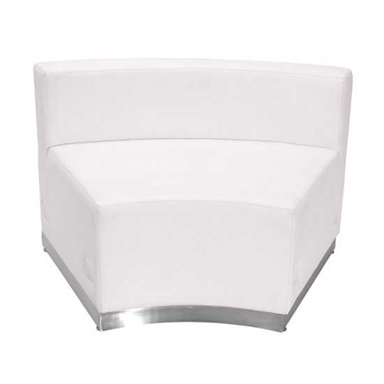 Melrose White LeatherSoft Concave Chair with Brushed Stainless Steel Base