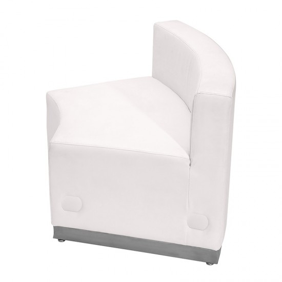 Melrose White LeatherSoft Concave Chair with Brushed Stainless Steel Base