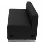 Black LeatherSoft Loveseat with Brushed Stainless Steel Base