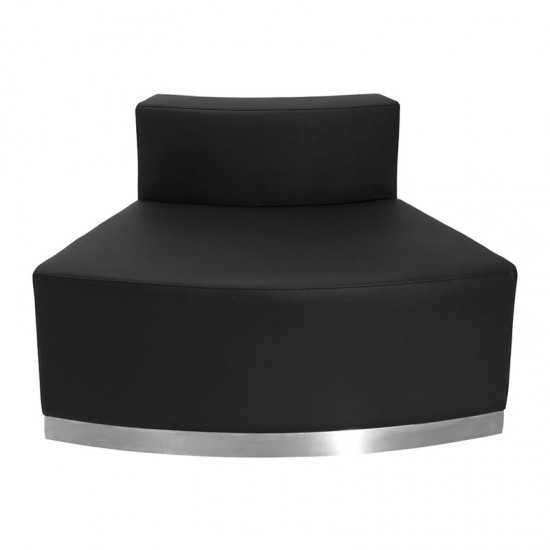 Black LeatherSoft Convex Chair with Brushed Stainless Steel Base