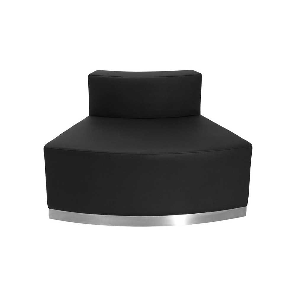 Black LeatherSoft Convex Chair with Brushed Stainless Steel Base