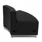 Black LeatherSoft Convex Chair with Brushed Stainless Steel Base