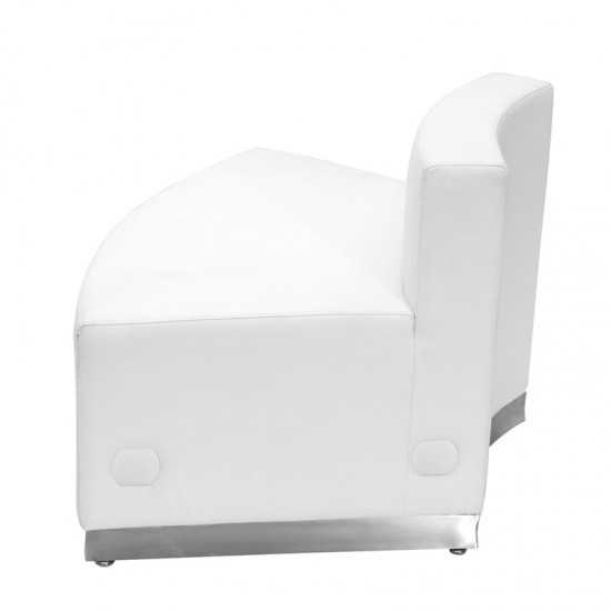 Melrose White LeatherSoft Convex Chair with Brushed Stainless Steel Base