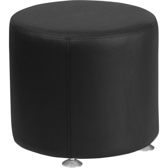 Black LeatherSoft 18'' Round Ottoman