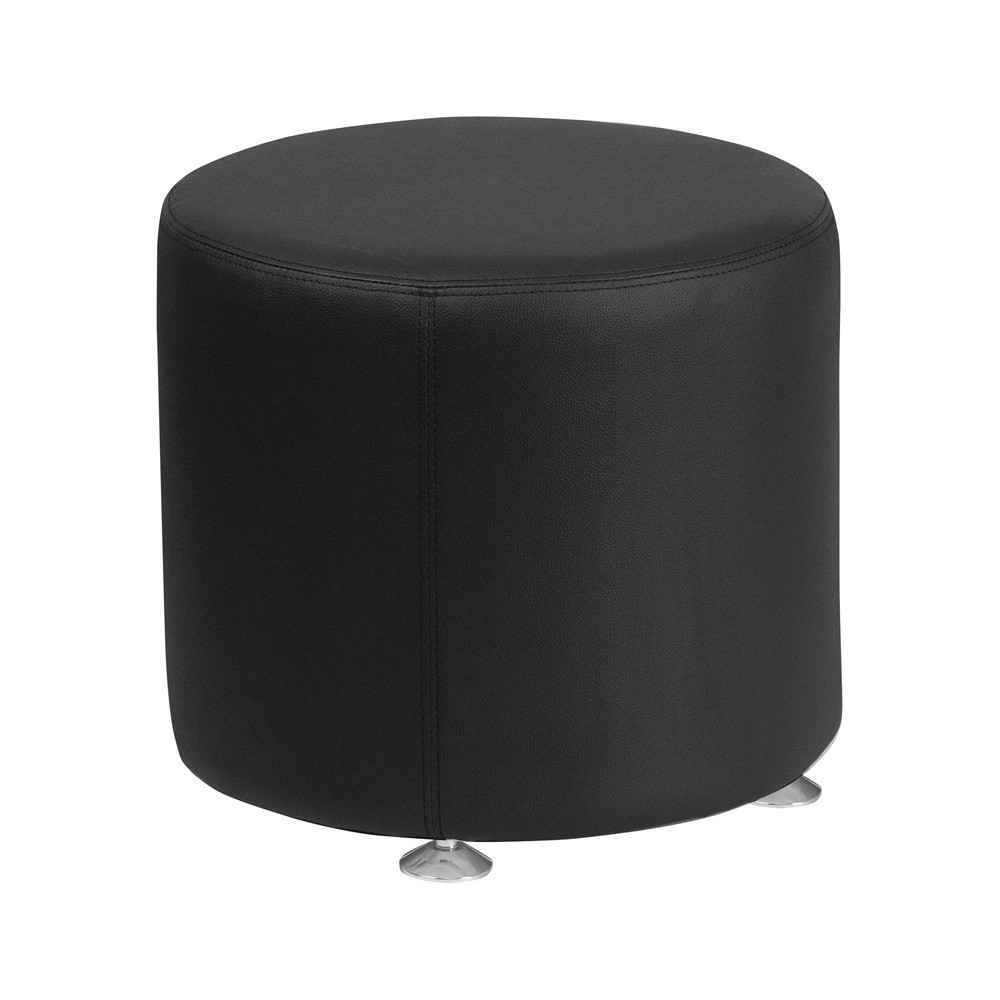 Black LeatherSoft 18'' Round Ottoman