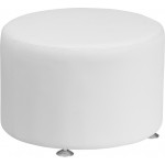 Melrose White LeatherSoft 24'' Round Ottoman