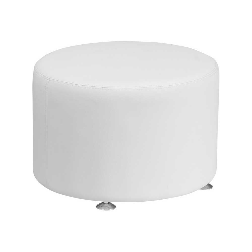 Melrose White LeatherSoft 24'' Round Ottoman