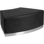 Black LeatherSoft Backless Convex Chair with Brushed Stainless Steel Base