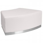 Melrose White LeatherSoft Backless Convex Chair with Brushed Stainless Steel Base