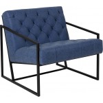 Retro Blue LeatherSoft Tufted Lounge Chair