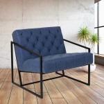 Retro Blue LeatherSoft Tufted Lounge Chair