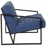 Retro Blue LeatherSoft Tufted Lounge Chair