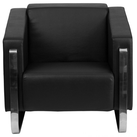 Contemporary Black LeatherSoft Chair with Stainless Steel Frame