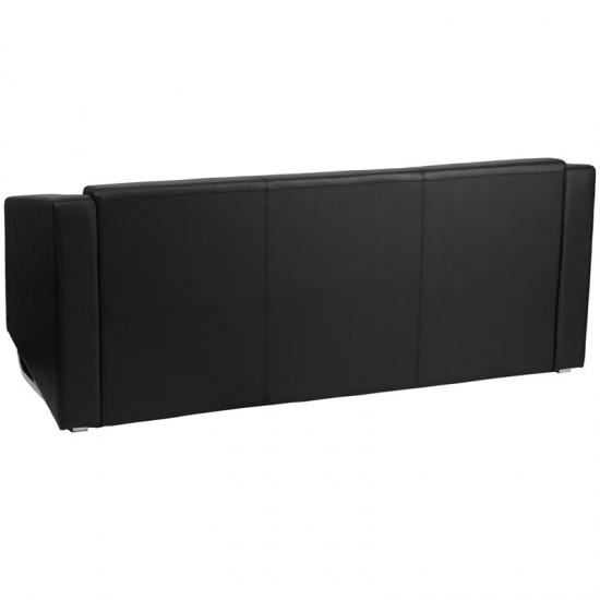 Contemporary Black LeatherSoft Sofa with Stainless Steel Frame