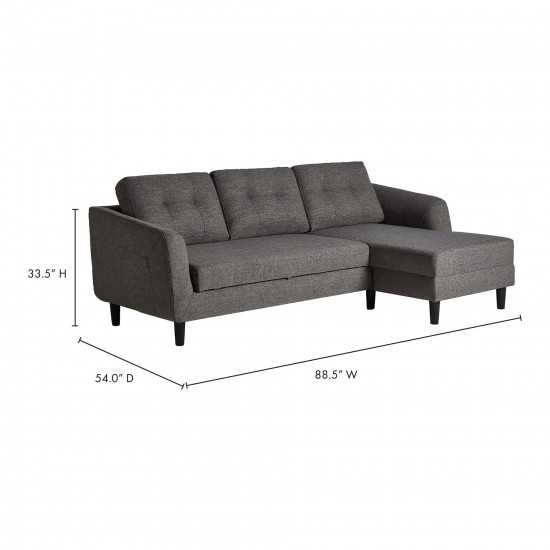 BELAGIO SOFA BED WITH CHAISE CHARCOAL RIGHT