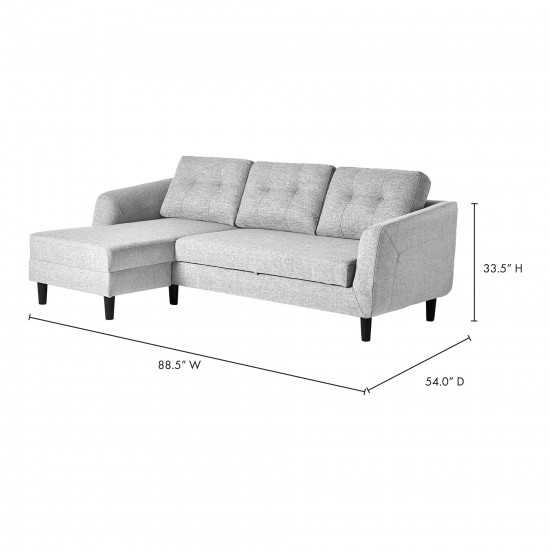 BELAGIO SOFA BED WITH CHAISE LIGHT GREY LEFT