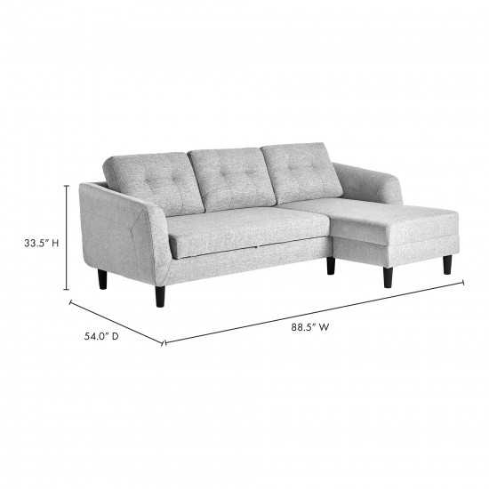 BELAGIO SOFA BED WITH CHAISE LIGHT GREY RIGHT